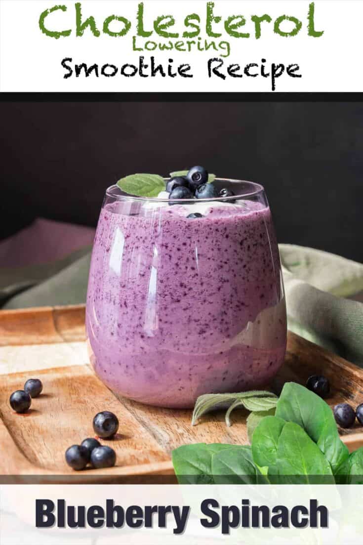 cholesterol lowering blueberry spinach smoothie recipe pin