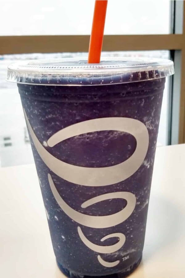 Jamba Juice Secret Menu Now And Later smoothie in a glass, at the store.