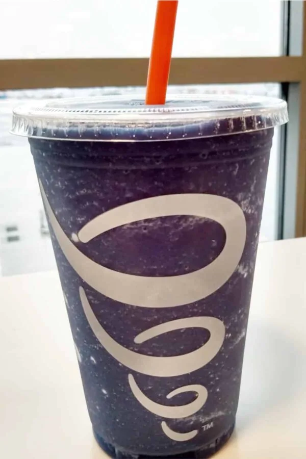 Jamba Juice Secret Menu Now And Later smoothie in a glass, at the store.