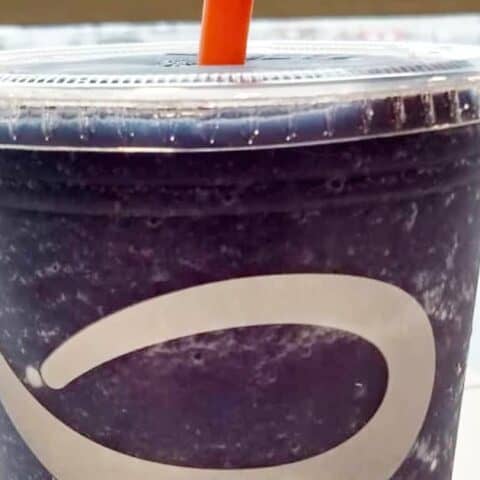 Jamba Juice Secret Menu Now And Later smoothie in a glass, at the store.