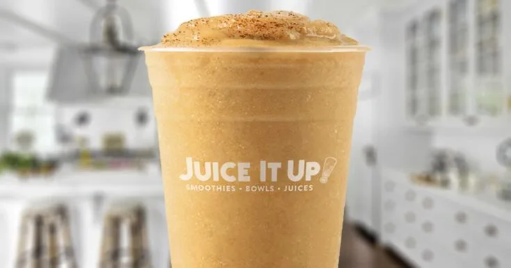 Juice It Up Chili Lime Mango Smoothie 9 Juice It Up Chili Lime Mango smoothie in a glass, on my kitchen counter.