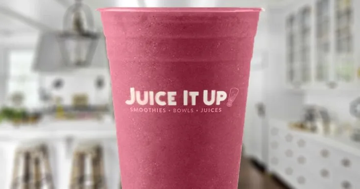 Juice It Up The Reds Smoothie 8 Juice It Up The Reds smoothie in a glass, on my kitchen counter.