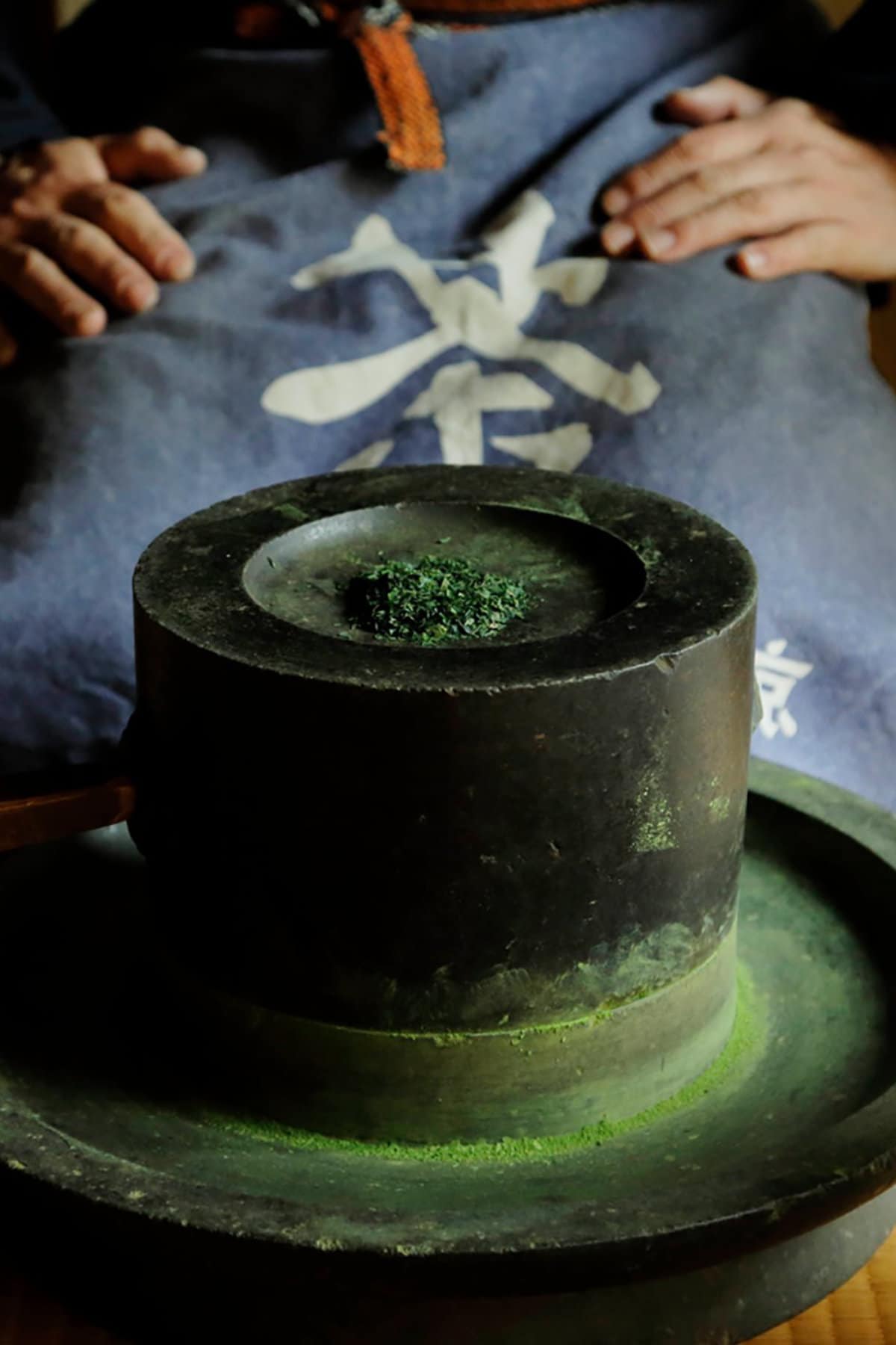 Grinding Matcha Green Tea Powder