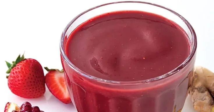 Ninja Blender Gingered Acai Smoothie 6 Ninja Blender Gingered Acai smoothie in a glass, on my kitchen counter, surrounded by fresh fruit.