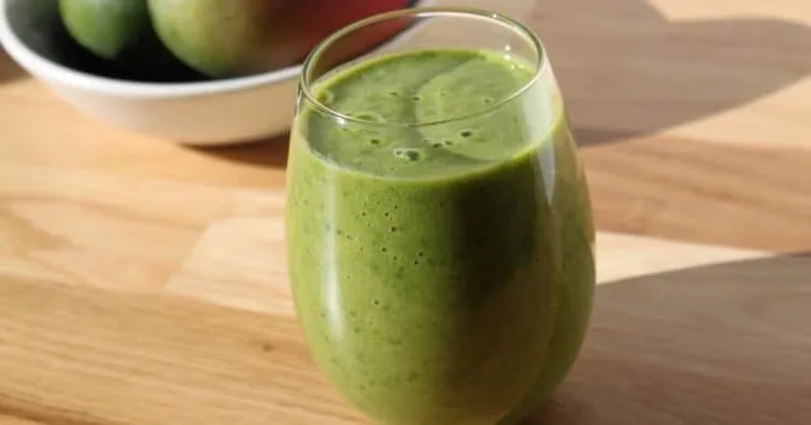 Ninja Blender Green Matcha Shot 6 Ninja Blender Green Matcha Shot smoothie in a glass, on my kitchen counter.