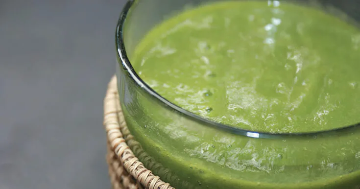 Dr Oz Vitamin Cocktail smoothie in a glass, on my kitchen counter.