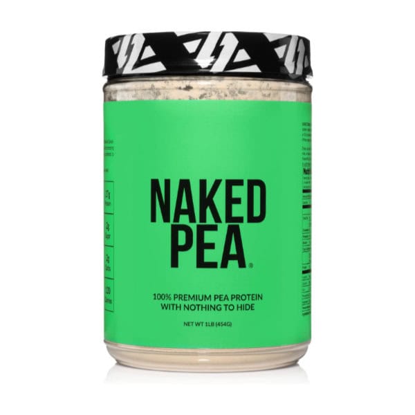 One tub of ingredient pea protein powder.