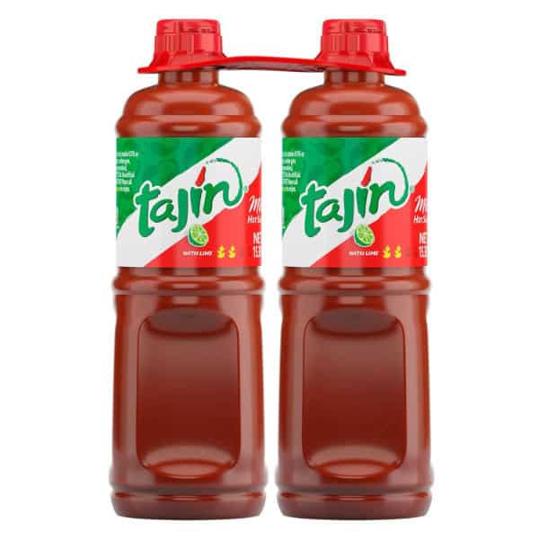 Two bottles of ingredient Tajin mild hot sauce.