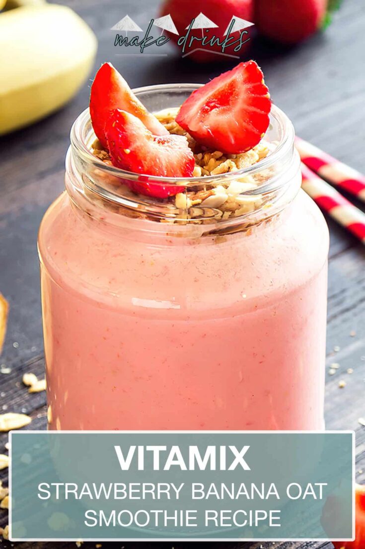 vitamix frozen strawberry banana oat smoothie recipe pin